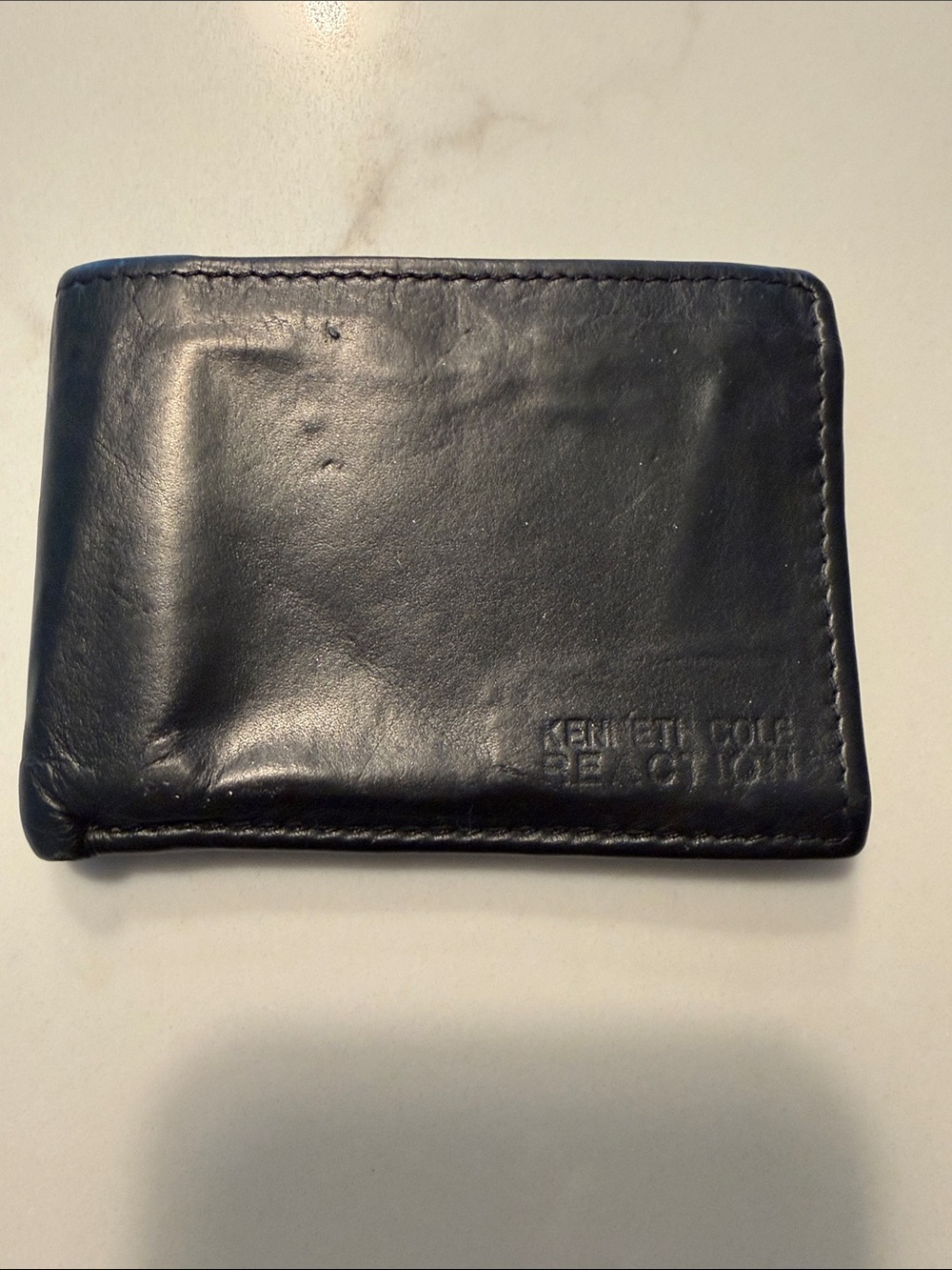 Kenneth Cole Black Leather Wallet with Embossed Logo